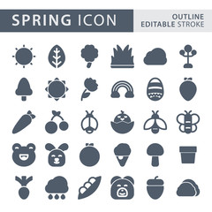Set of Spring icon in Glyph Color style isolated on white background. for your web site design, logo, app, UI. Vector graphics illustration and editable stroke. EPS 10.