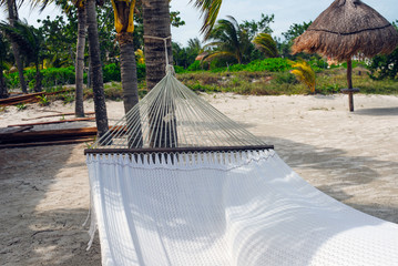 white hammock on the beach. holbox, mexico