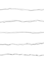 Obraz premium Five oblong torn white paper wisps placed one under another with soft shadow. Vector paper mock up.