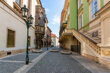 Fototapeta na wymiar Prague old town narrow streets, Czech Republic