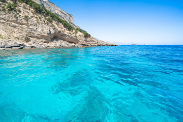 Fototapeta premium Clear azure coloured sea water, Sardinia, Italy