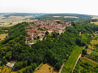 Fototapeta na wymiar Aerial view of Flavigny-sur-Ozerain, Bourgogne