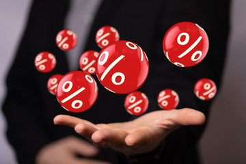 Discount and commission concept 3d