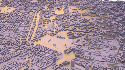 Milan city 3d map. 3d render