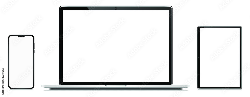 Aufkleber Laptop, tablet and mobile phone with blank screen vector mockup easy to edit and put your image or text