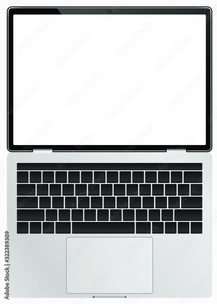 Poster vector laptop mockup with blank screen, modern design notebook, empty screen