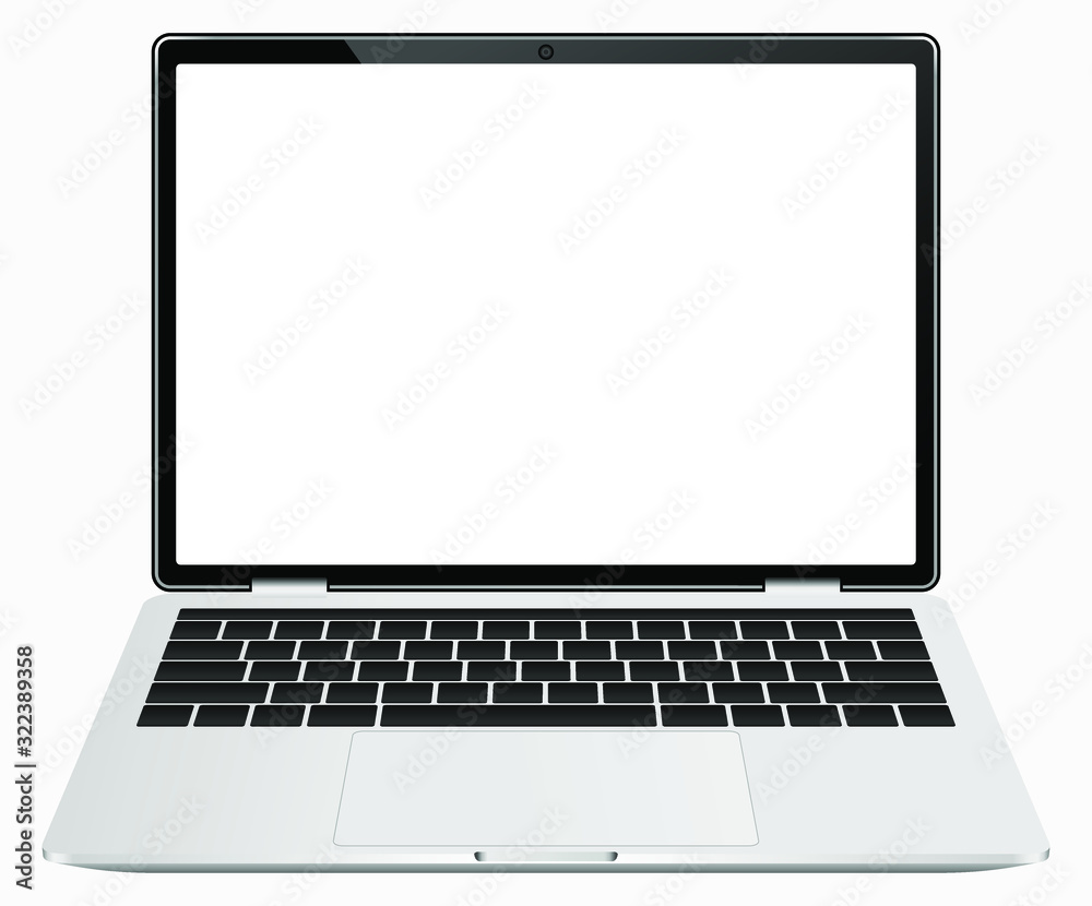 Poster Vector laptop mockup with blank screen, modern design notebook, empty screen