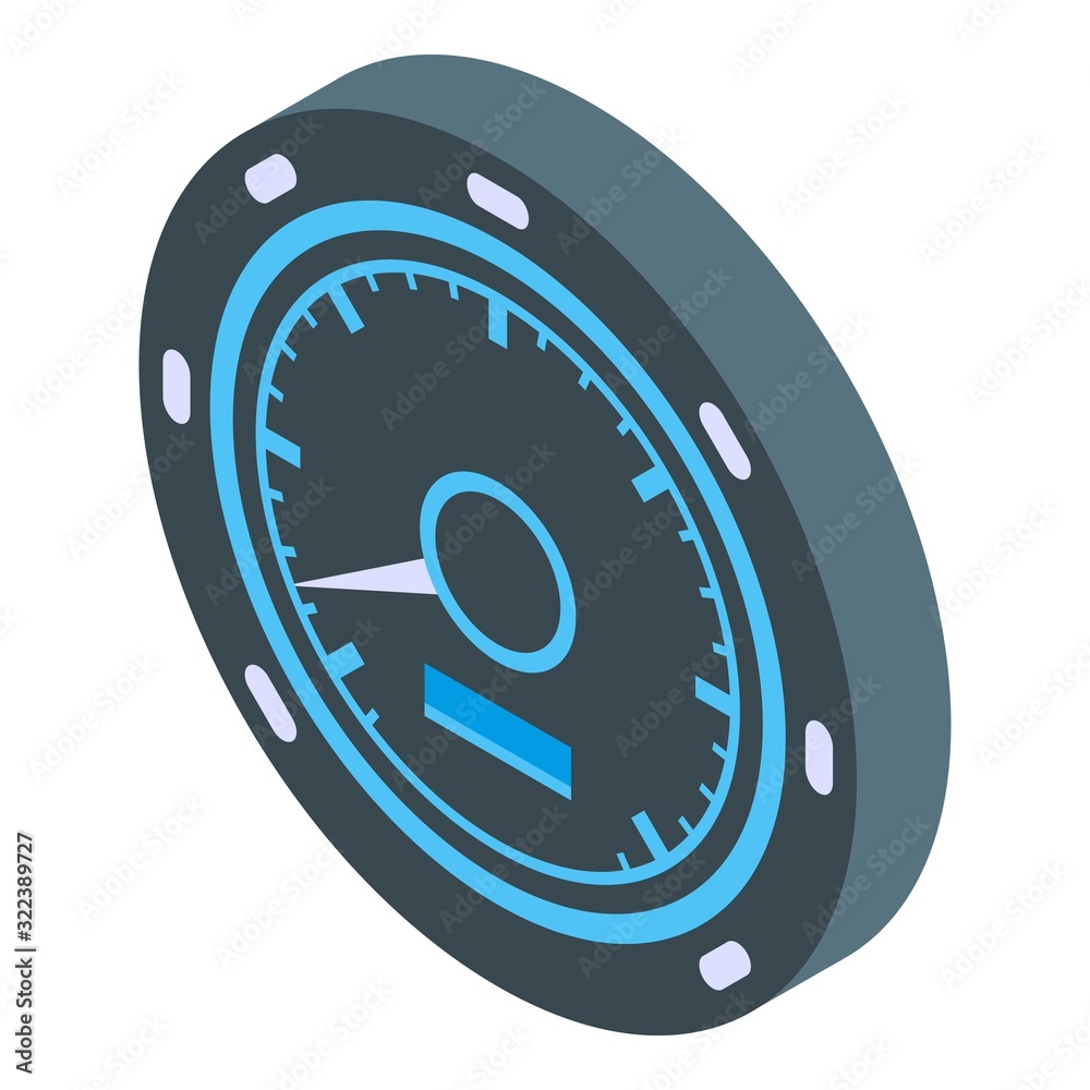 Poster digital speedometer icon. isometric of digital speedometer vector icon for web design isolated on wh