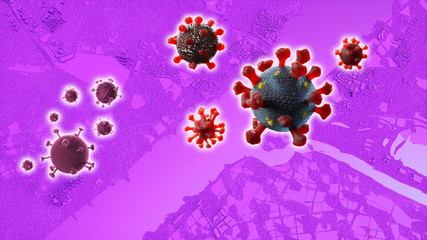 Wuhan city china coronavirus virus concept 3d map.   3d render