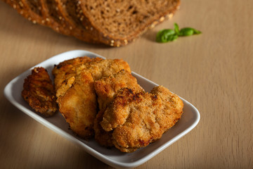 Pieces of pork schnitzel