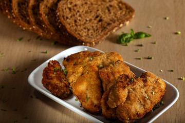 Pieces of pork schnitzel