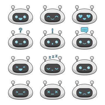 Cute cartoon robot emoji set