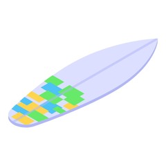 Hawaii surfboard icon. Isometric of hawaii surfboard vector icon for web design isolated on white background