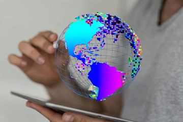 Hand Holding World digital 3d.