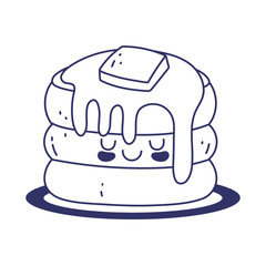 pancakes with butter and syrup restaurant cartoon food cute line style