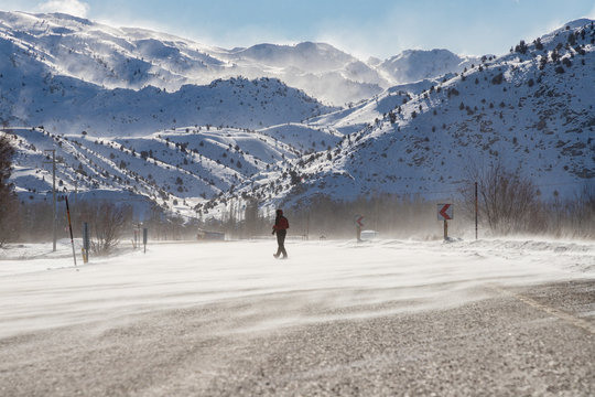 snovy mountain in winter time