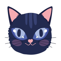 black cat face cartoon character pets