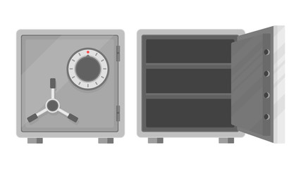 Fototapeta premium Closed safe and empty safe with open door.