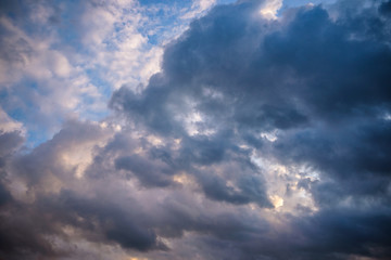 Fototapeta premium Stormy clouds on summer evening. Rainy sky before the storm.