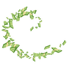 Cash flow. Banknotes fly away. Bankruptcy and the collapse