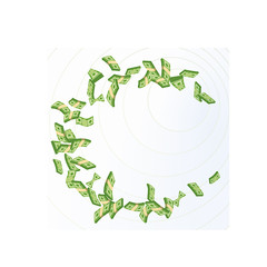 Cash flow. Banknotes fly away. Bankruptcy and the collapse