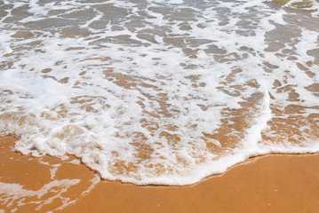 Sea view from tropical beach with sunny sky. Summer paradise beach of Vietnam. Tropical shore. Tropical sea in Vietnam. Exotic summer beach with clouds on horizon. Ocean beach relax, outdoor travel