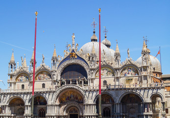 Obraz premium Saint Marks Basilica, Cathedral, Church Statues Mosaics Details Doge's Palace