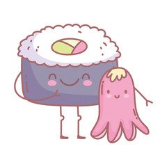 sushi and octopus menu restaurant cartoon food cute