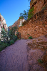hiking west rim trail in zion national park, usa