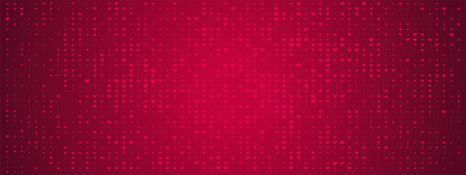 Bright dark deep red (burgundy, maroon) background with small hearts. Seamless female festive pattern, for Christmas, birthday, Valentine's day. Modern sparkle BG. Glitter party. Classic shine wall