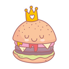 burger with crown character menu restaurant cartoon food cute