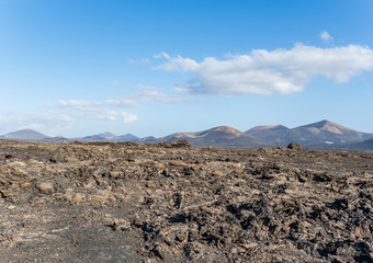 Volcanic landscape of Timanfaya National Park on island Lanzarote