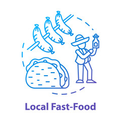 Local fast food concept icon. Indigenous cooking, affordable meal idea thin line illustration. Cost effective nutrition, eating on the go. Vector isolated outline RGB color drawing