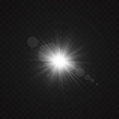 Vector transparent sunlight special lens flare light effect. Sun flash with rays and spotlight