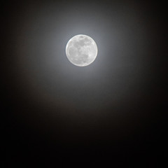 Hazy Full Moon in a Black Sky