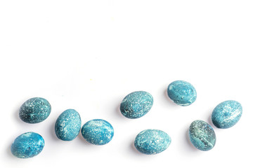 happy easter, easter eggs in blue, color 2020