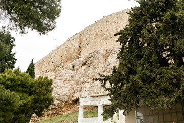 Ancient Greek ruins, columns, building. Acropolis, Athens, Greece. Athens view