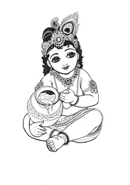 Baby Krishna Coloring Pages