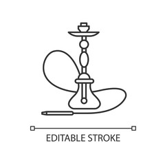 Hookah pixel perfect linear icon. Sheesha house. Assembled hooka body. Nargile lounge. Thin line customizable illustration. Contour symbol. Vector isolated outline drawing. Editable stroke