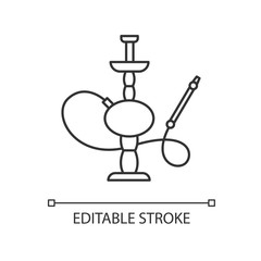 Hookah pixel perfect linear icon. Sheesha house. Traditional shisha. Nargile lounge. Thin line customizable illustration. Contour symbol. Vector isolated outline drawing. Editable stroke