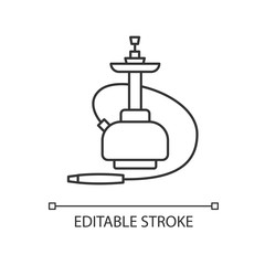 Hookah pixel perfect linear icon. Sheesha house. Hooka and shisha menu. Nargile lounge. Thin line customizable illustration. Contour symbol. Vector isolated outline drawing. Editable stroke