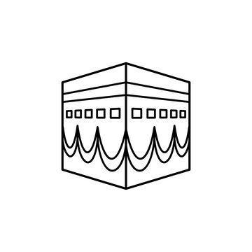recommend clip art: Kaaba building, Islamic icon. Simple line, outline vector religion icons for ui and ux, website or mobile application