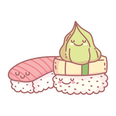 sushi salmon rice and wasabi menu restaurant food cute