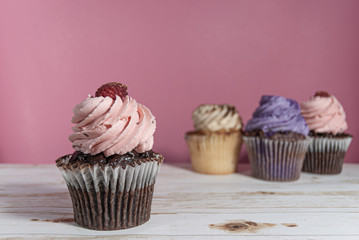 Cupackes on Pink Background