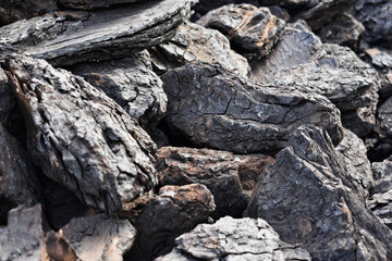 A stack of dry lignite coal ready for heating      