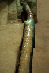 Isolated sewer pvc pipe is trench.