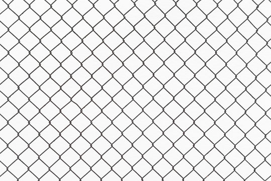 Seamless chain link fence on snow background.