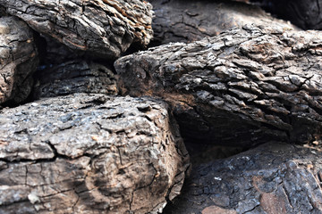 A stack of dry lignite coal ready for heating      