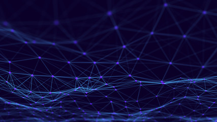 Abstract digital background. Big data visualization. Network connection structure. Science blue background. 3d rendering.