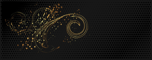 Gold design dark gray background abstract shiny color golden decorative elements